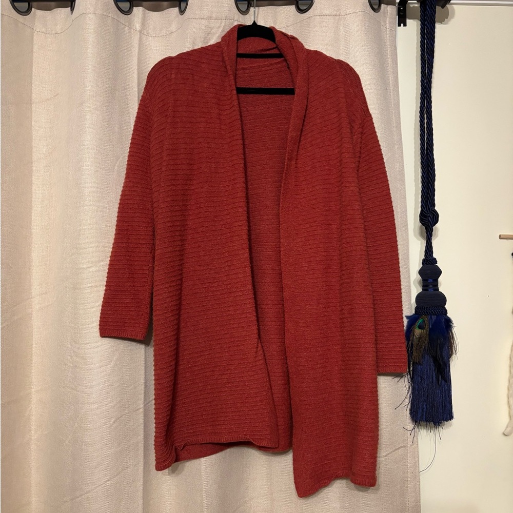 Women's Open Front Cardigan Sweater - Rust - Picture 1 of 2